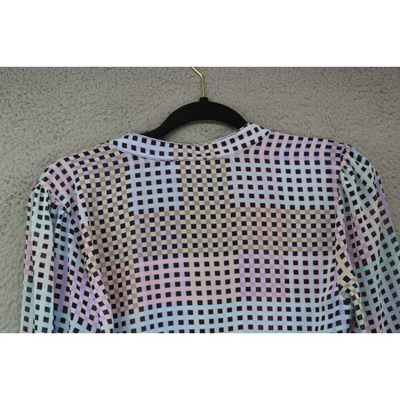 Calvin Klein Long Puff Sleeve Chiffon Blouse-Pleated-Size Large-Lined - Picture 7 of 8